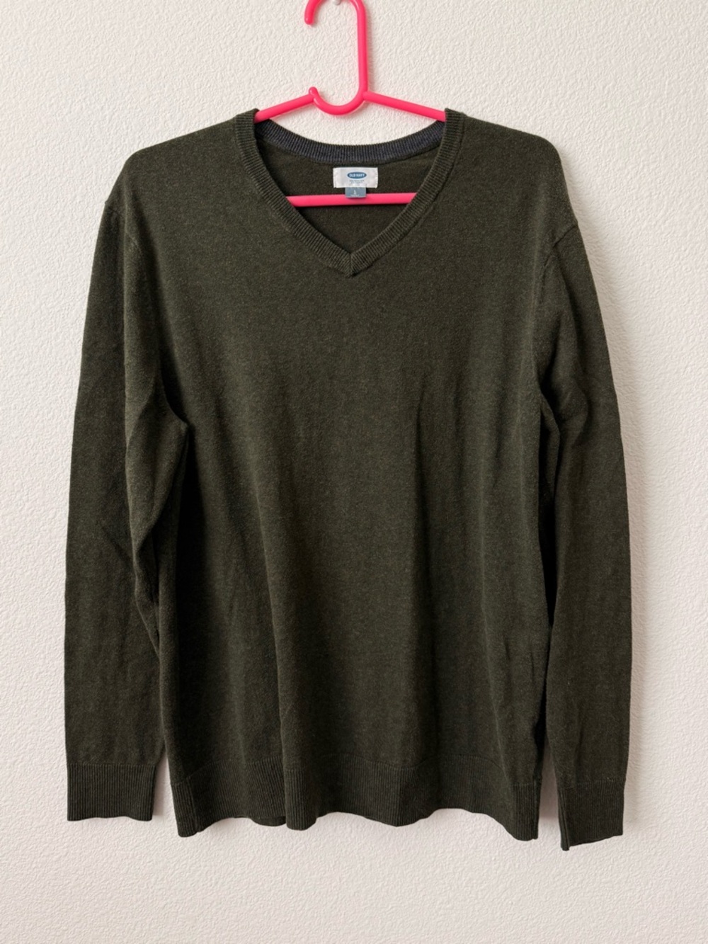 Old Navy Dark Olive V-Neck Long Sleeve Men's Sweater
